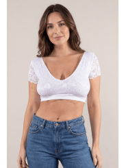 Top sexy court blanc bi matière réversible - LTK2-WHT