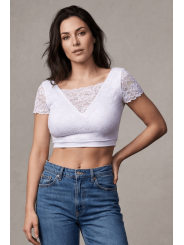 Top sexy court blanc bi matière réversible - LTK2-WHT