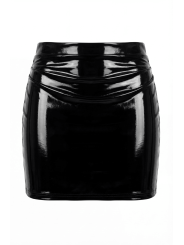 Jupe noire en simili cuir avec zip Lara - LSL6-S