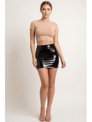 Jupe noire en simili cuir avec zip Lara - LSL6-S