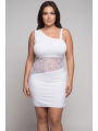 Robe blanche asymétrique avec dentelle Paola - LDR3WHT