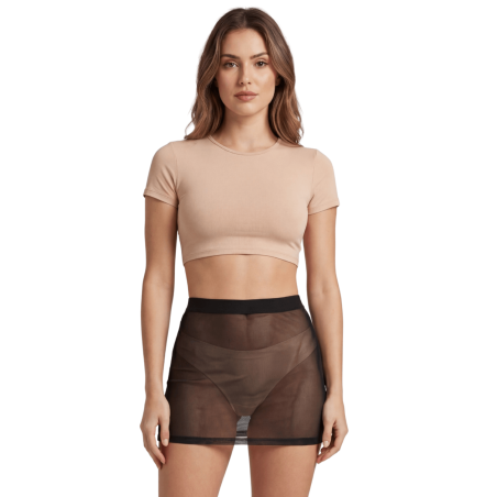 Jupe noire en résille transparente Maya - LSN1