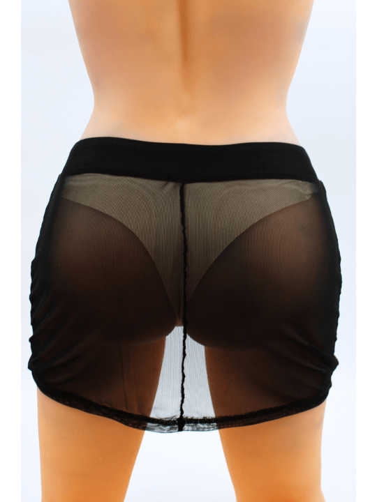 Jupe noire en résille transparente Maya - LSN1