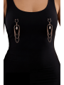 Bijoux de seins avec 3 chainettes doré rose et une perle - SO-0187
