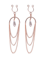 Bijoux de seins avec 3 chainettes doré rose et une perle - SO-0187