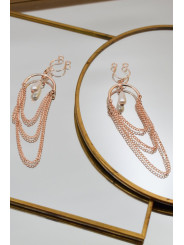 Bijoux de seins avec 3 chainettes doré rose et une perle - SO-0187