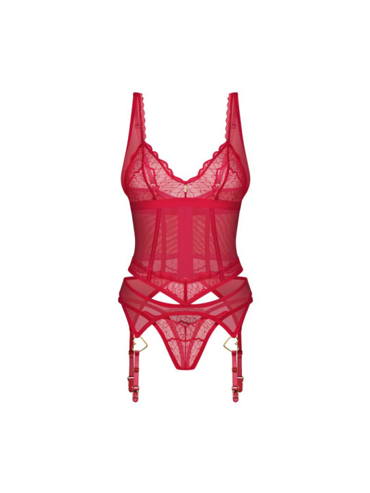 Cupide Desir corset et string - Rouge