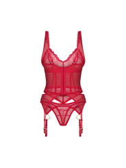 Cupide Desir corset et string - Rouge