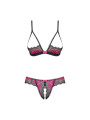 Tulia Ensemble ouvert 2 pcs - Noir et Fuchsia