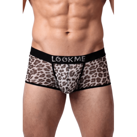 Boxer en résille imprimé léopard gris - LM2501-67GREY