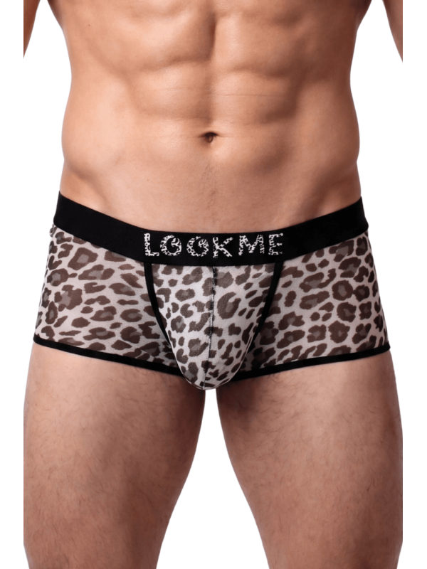 Boxer en résille imprimé léopard gris - LM2501-67GREY