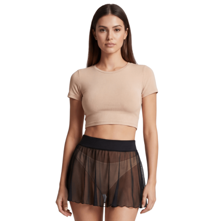 Mini jupe noire en résille transparente Stella - LSN3