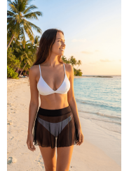 Mini jupe noire en résille transparente Stella - LSN3