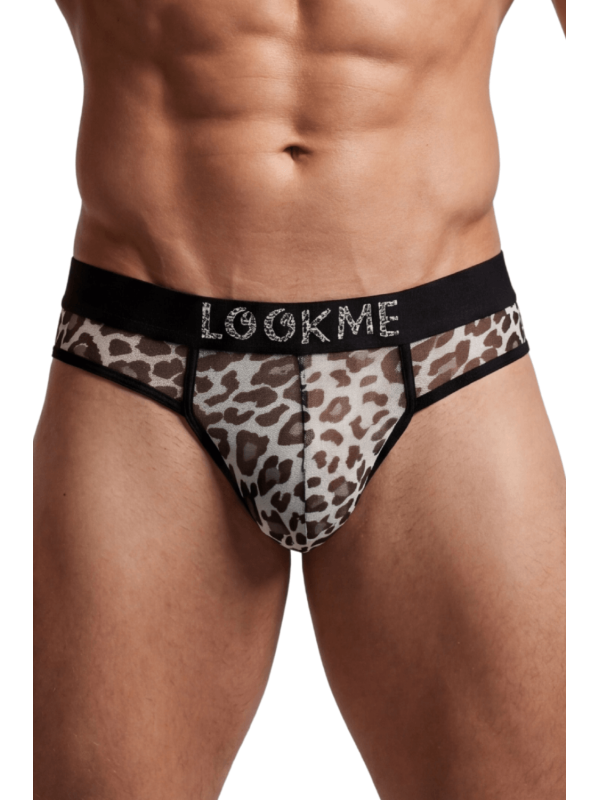 String en résille imprimé léopard gris - LM2501-57GREY