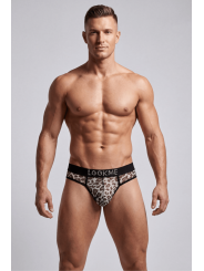 String en résille imprimé léopard gris - LM2501-57GREY