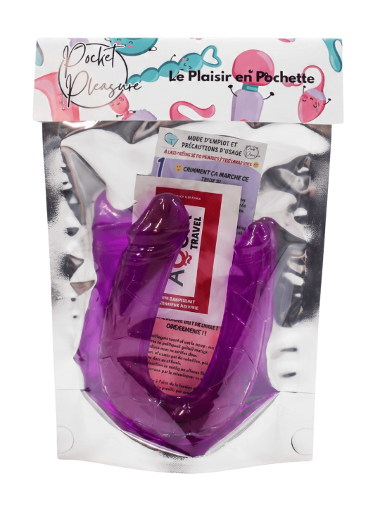 Double Dong Flexible Violet Pocket Pleasure  1 dosette de lubrifiant