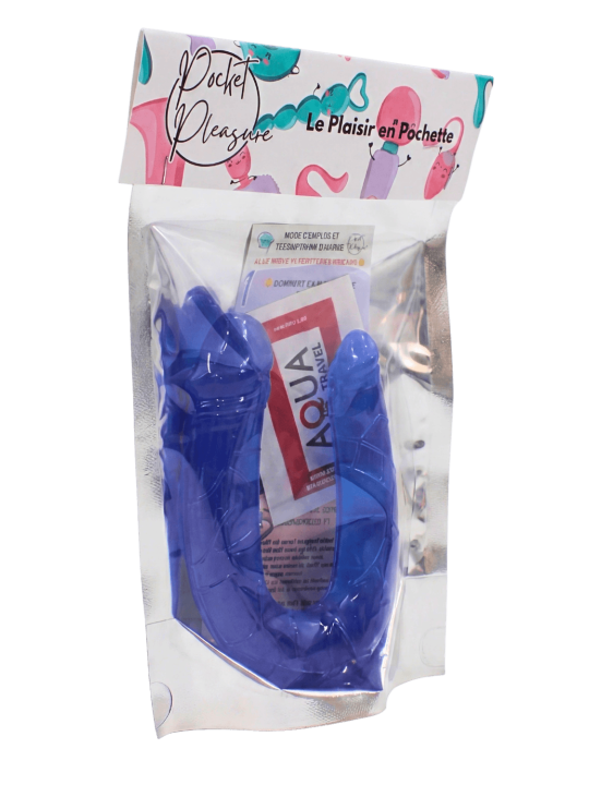 Double Dong Flexible Bleu Pocket Pleasure  1 dosette de lubrifiant