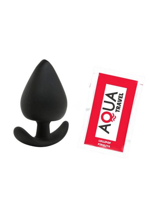 Plug Anal Silicone Noir XS Pocket Pleasure  1 dosette de lubrifiant