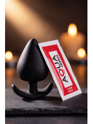 Plug Anal Silicone Noir XS Pocket Pleasure  1 dosette de lubrifiant