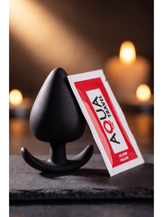 Plug Anal Silicone Noir XS Pocket Pleasure  1 dosette de lubrifiant