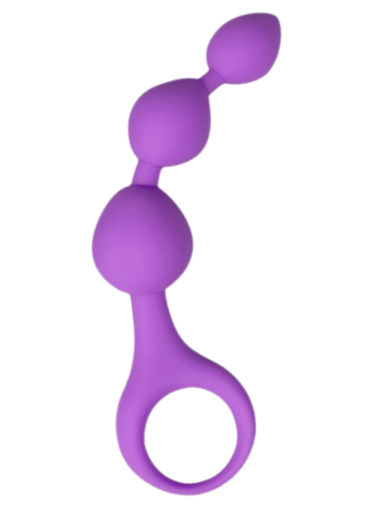 Chapelet anal 3 boules violet silicone 15 cm Pocket Pleasure  1 dosette lubrifiant