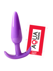 Plug anal violet souple base évasée Pocket Pleasure  1 dosette de lubrifiant