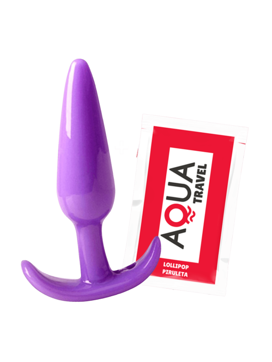 Plug anal violet souple base évasée Pocket Pleasure  1 dosette de lubrifiant