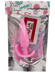 Plug anal rose souple base évasée Pocket Pleasure  1 dosette lubrifiant