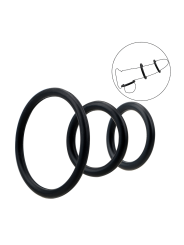 Trio d'Anneaux Péniens Silicone Noir Pocket Pleasure  1 dosette de lubrifiant