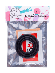Trio d'Anneaux Péniens Silicone Noir Pocket Pleasure  1 dosette de lubrifiant