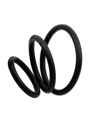 Trio d'Anneaux Péniens Silicone Noir Pocket Pleasure  1 dosette de lubrifiant