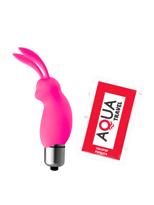 Mini Stimulateur Clitoridien Lapin Rose  1 dosette lubrifiant — Pocket Pleasure