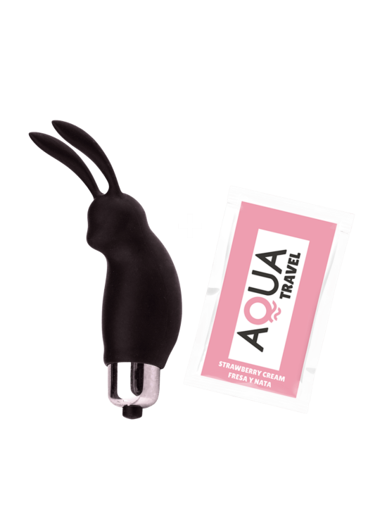 Mini Stimulateur Clitoridien Lapin Noir  1 dosette lubrifiant — Pocket Pleasure