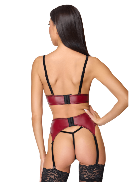 Ensemble Jarretelles 3 Pièces Rouge Foncé  Noir - Cottelli