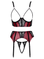 Ensemble Jarretelles 3 Pièces Rouge Foncé  Noir - Cottelli