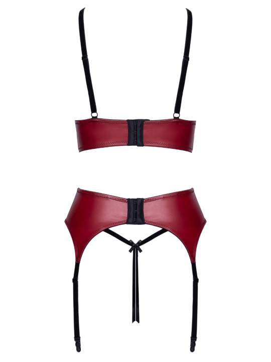Ensemble Jarretelles 3 Pièces Rouge Foncé  Noir - Cottelli