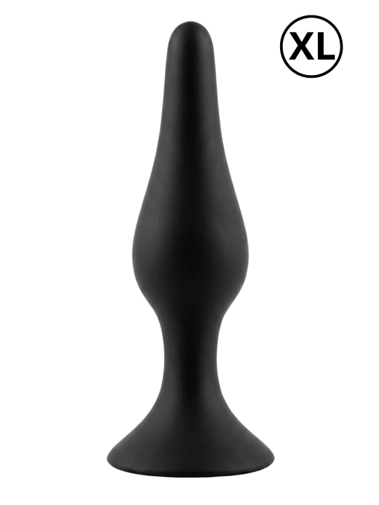 Plug Anal Noir en Silicone XL avec Ventouse Taille XL 15 cm Pocket Pleasure  1 dosette de lubrifiant
