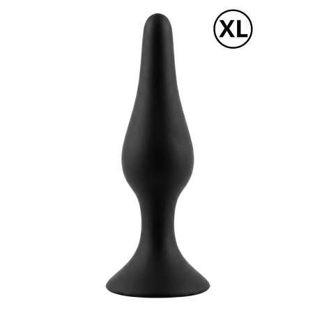 Plug Anal Noir en Silicone XL avec Ventouse Taille XL 15 cm Pocket Pleasure  1 dosette de lubrifiant