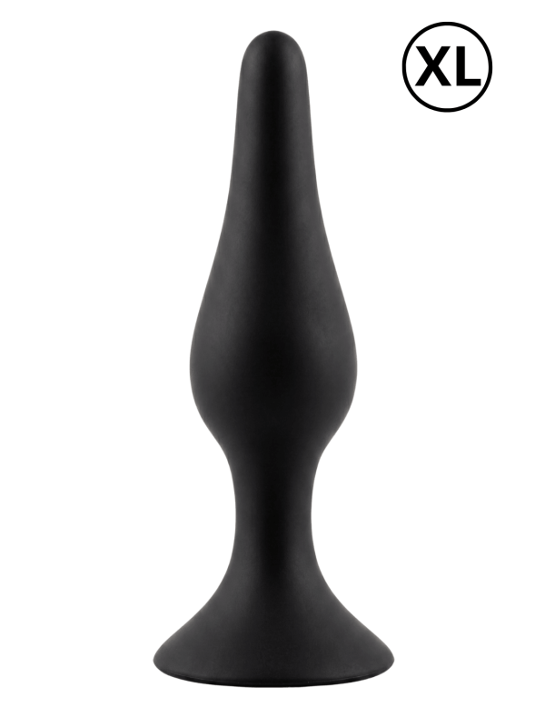 Plug Anal Noir en Silicone XL avec Ventouse Taille XL 15 cm Pocket Pleasure  1 dosette de lubrifiant