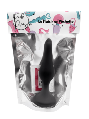 Plug Anal Noir en Silicone XL avec Ventouse Taille XL 15 cm Pocket Pleasure  1 dosette de lubrifiant