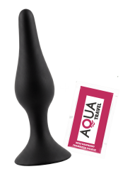 Plug Anal Noir en Silicone XL avec Ventouse Taille XL 15 cm Pocket Pleasure  1 dosette de lubrifiant