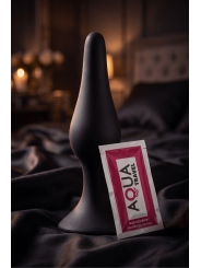 Plug Anal Noir en Silicone XL avec Ventouse Taille XL 15 cm Pocket Pleasure  1 dosette de lubrifiant