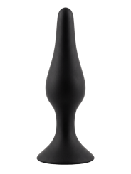 Plug Anal Noir en Silicone XL avec Ventouse Taille XL 15 cm Pocket Pleasure  1 dosette de lubrifiant
