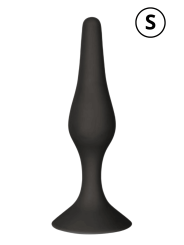 Plug Anal Noir en Silicone S avec Ventouse Taille S 10,5 cm Pocket Pleasure  1 dosette de lubrifiant