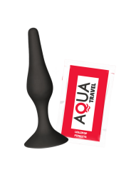 Plug Anal Noir en Silicone S avec Ventouse Taille S 10,5 cm Pocket Pleasure  1 dosette de lubrifiant