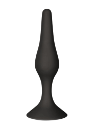 Plug Anal Noir en Silicone S avec Ventouse Taille S 10,5 cm Pocket Pleasure  1 dosette de lubrifiant