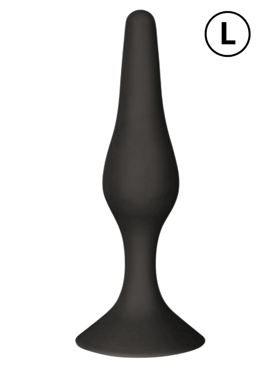 Plug Anal Noir en Silicone L avec Ventouse Taille L 12,7 cm Pocket Pleasure  1 dosette de lubrifiant