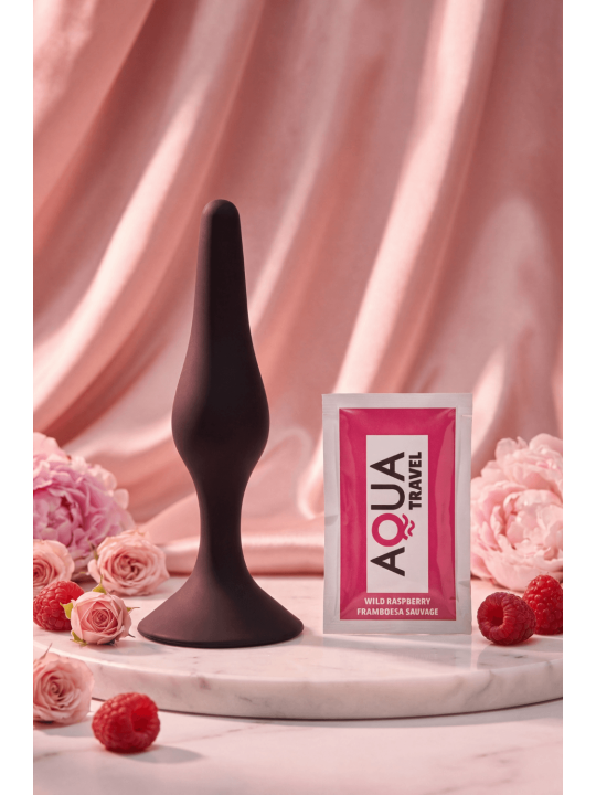Plug Anal Noir en Silicone L avec Ventouse Taille L 12,7 cm Pocket Pleasure  1 dosette de lubrifiant