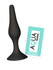 Plug Anal Noir en Silicone M avec Ventouse Taille M 11,3 cm Pocket Pleasure  1 dosette de lubrifiant