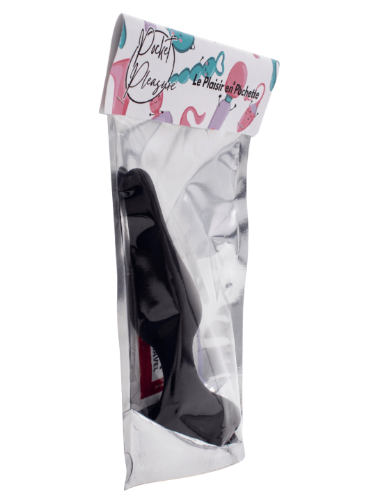 Plug Anal Noir en Silicone M avec Ventouse Taille M 11,3 cm Pocket Pleasure  1 dosette de lubrifiant